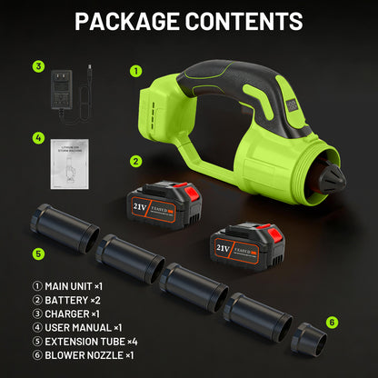 BAOKALER Cordless Leaf Blower, 580CFM 180MPH Handheld Leaf Blower with 2 x 4000mAh Batteries & Charger for Yard, Patio, Driveway Cleaning, Green
