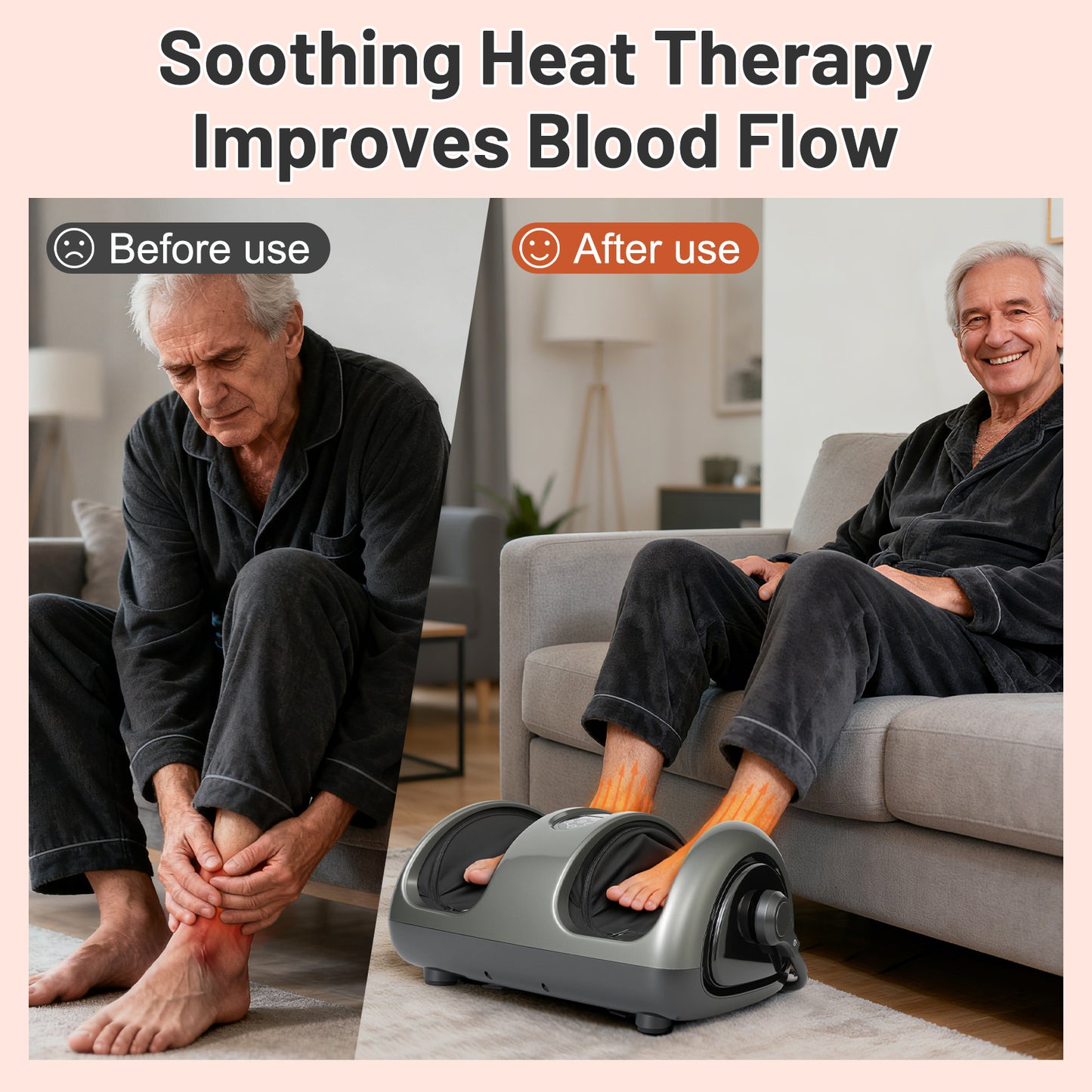 BAOKALER Shiatsu Foot Massager with Heat, Deep Kneading Foot and Calf Massager with Adjustable Warmth, Relaxing Foot Massager for Ankle & Leg Care, Ideal Gift for Family and Friends, Black