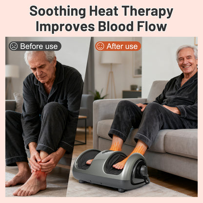 BAOKALER Shiatsu Foot Massager with Heat, Deep Kneading Foot and Calf Massager with Adjustable Warmth, Relaxing Foot Massager for Ankle & Leg Care, Ideal Gift for Family and Friends, Black