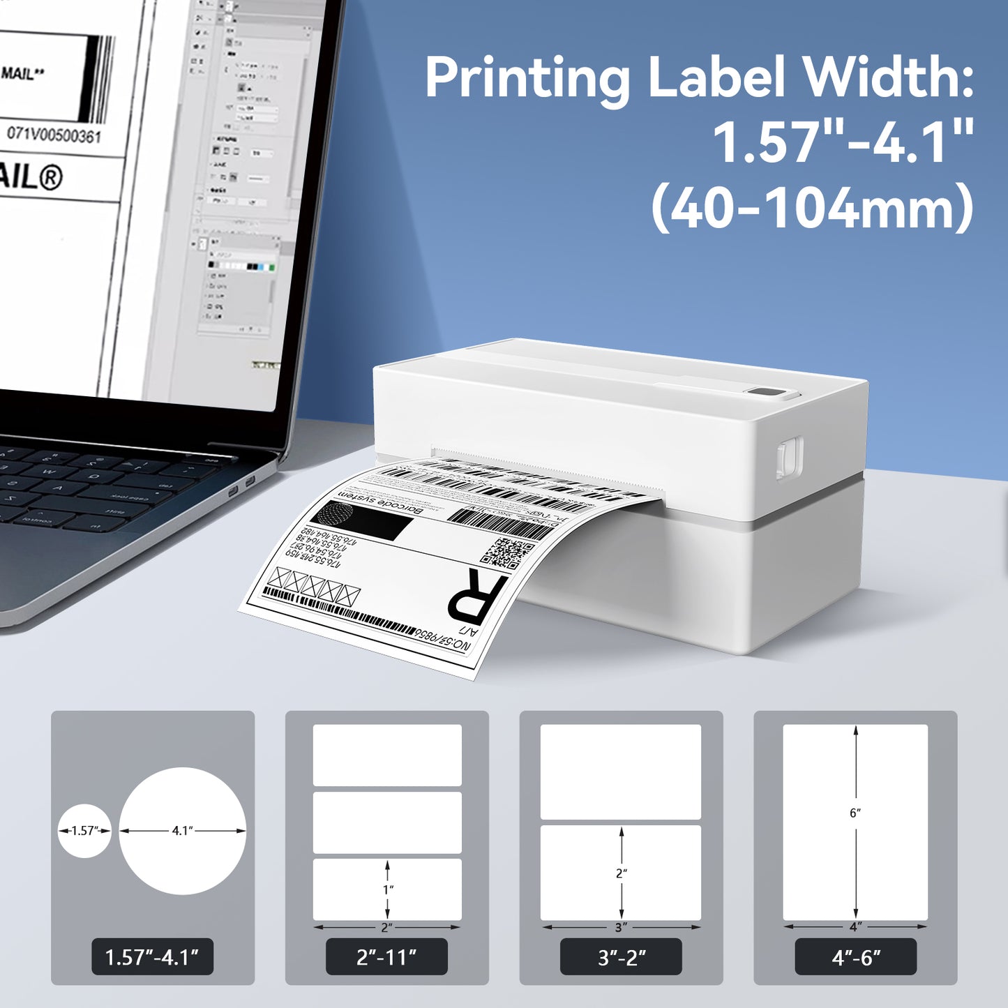 BAOKALER 4x6 Thermal Label Printer - Bluetooth Shipping Label Maker for Packages, Compatible with Windows iOS Android, Wireless Sticker Printing for Business and Home