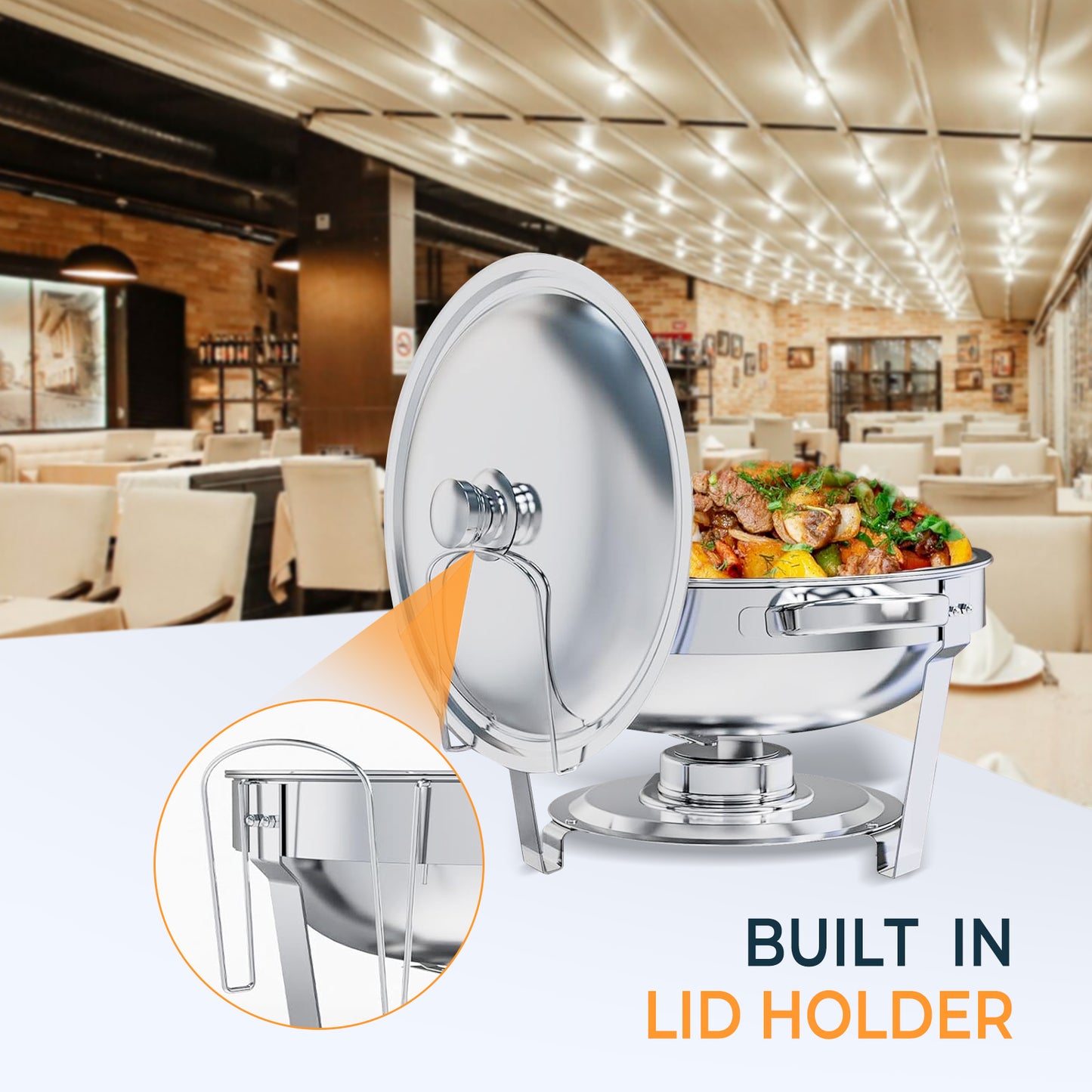 Chafing Dishes for Buffet 4 Pack, 5QT Buffet Server Food Warmer, Round Chafer and Buffet Warmer Sets, Chafing Dishes Stainless Steel for Home Parties,Catering Events