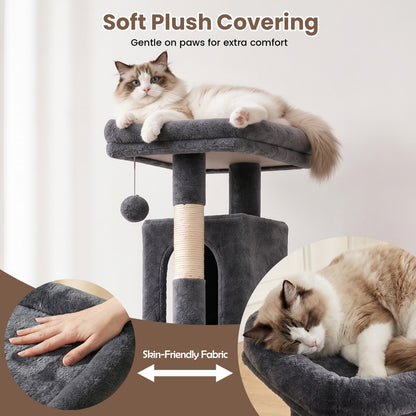 70" Cat Tree Tower, Heavy Duty Cat Tower for Multiple Adult Cats, Multi-Level Tall Cat Tree with 2 Condos, Hammock and Scratching Post for Indoor Kitties, Dark Grey
