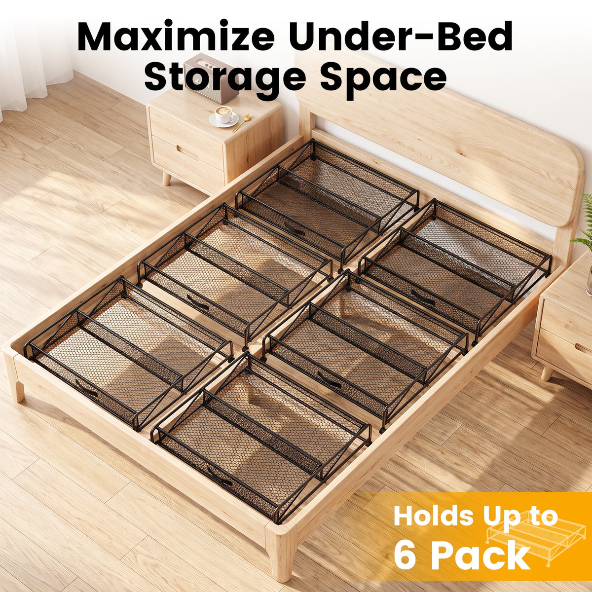 Under Bed Shoe Storage Organizer, Under Bed Storage Containers with Wheels for Under Bed Shoe Organizer Drawer, 2 Pack