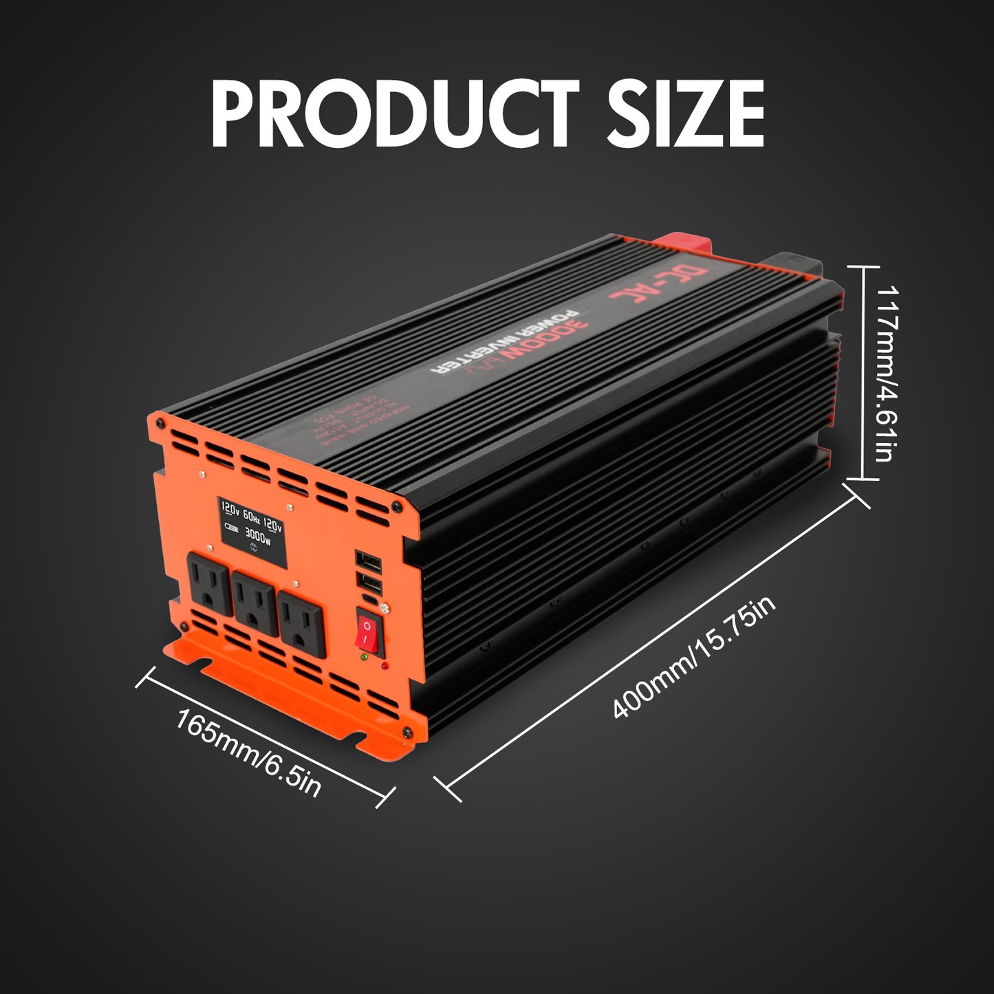 3000 Watt Power Inverter 12V DC to 110V/120V AC Converter Car Inverter with LCD Display