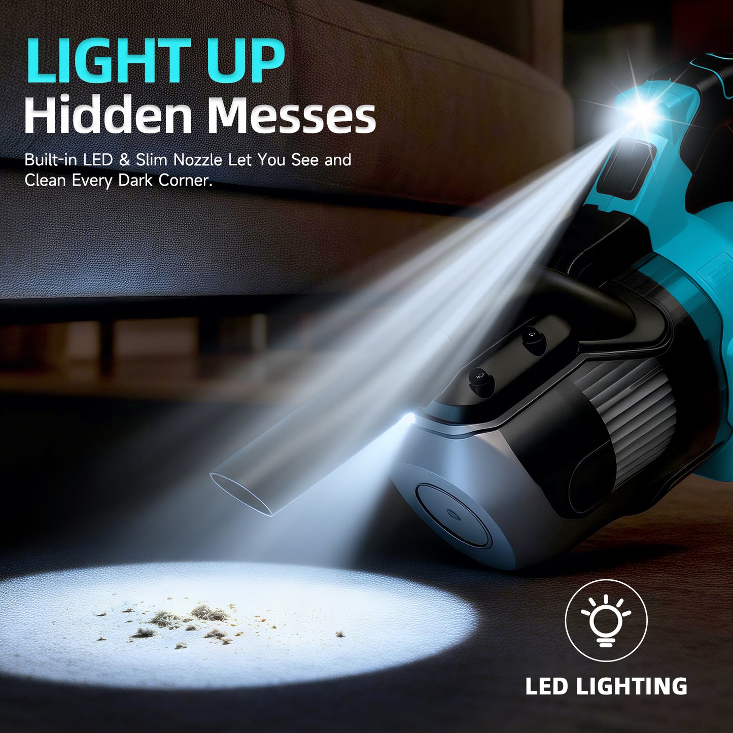 Cordless Handheld Vacuum for Makita Battery, 5-in-1 Car Vacuum Cleaner with LED Light and 400W Motor for Floor Carpet,Blue (Battery Not Included)