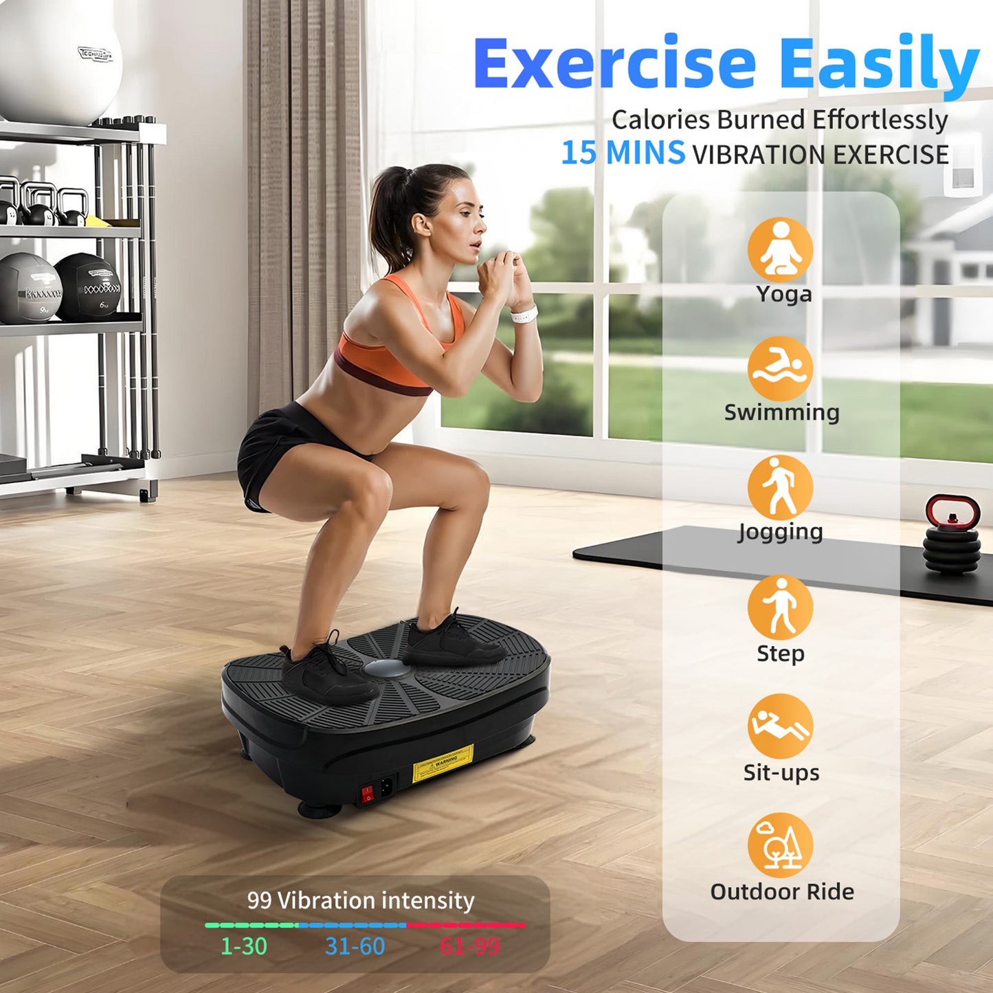 Vibration Plate Exercise Machine, Lymphatic Drainage Machine, Whole Body Workout Resistance Bands, Remote Control for Home Weight Loss and Training
