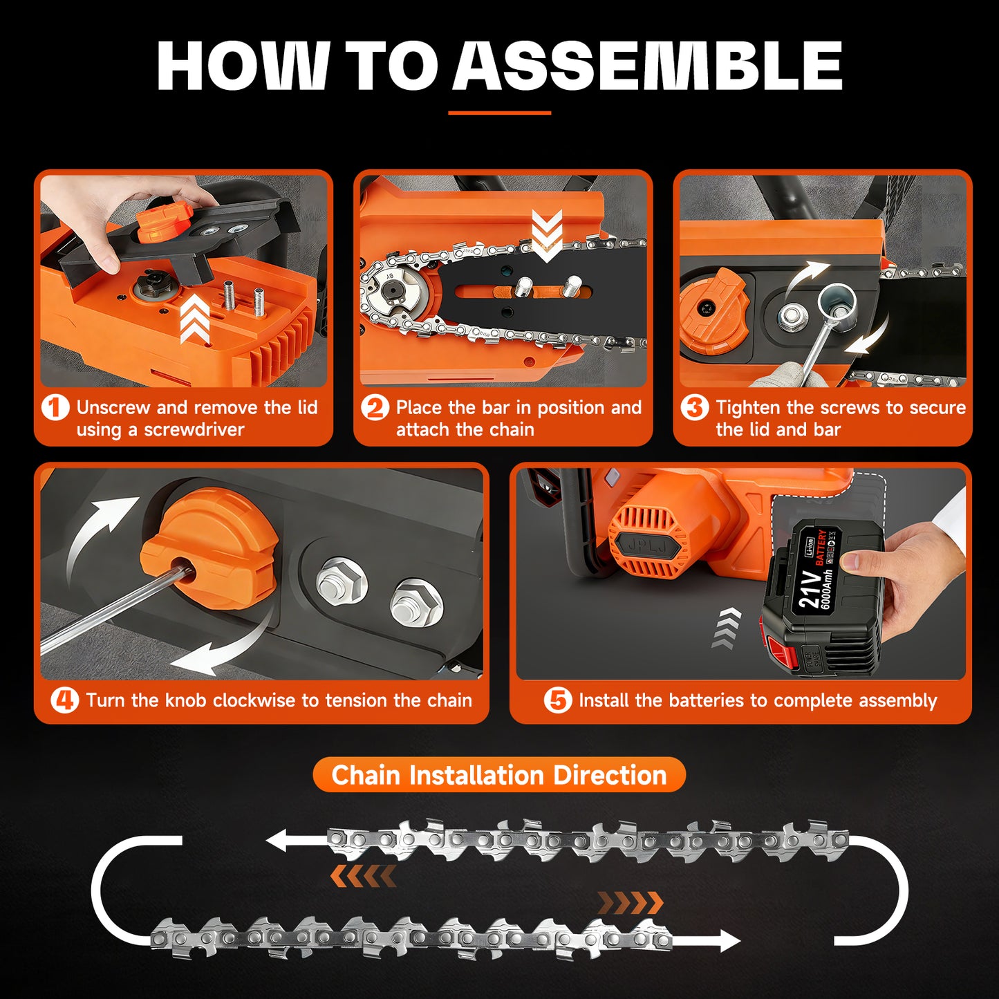 Brushless 16-Inch Chainsaw Cordless with 2×6.0Ah Batteries, Electric Chainsaw with 3 Chains, for Wood Cutting and Yard Work