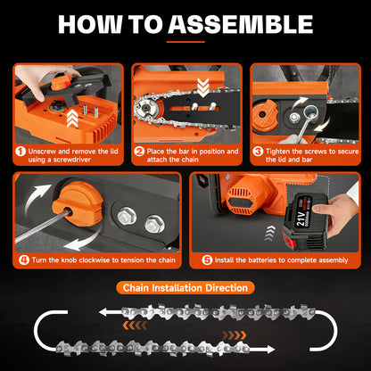 Brushless 16-Inch Chainsaw Cordless with 2×6.0Ah Batteries, Electric Chainsaw with 3 Chains, for Wood Cutting and Yard Work
