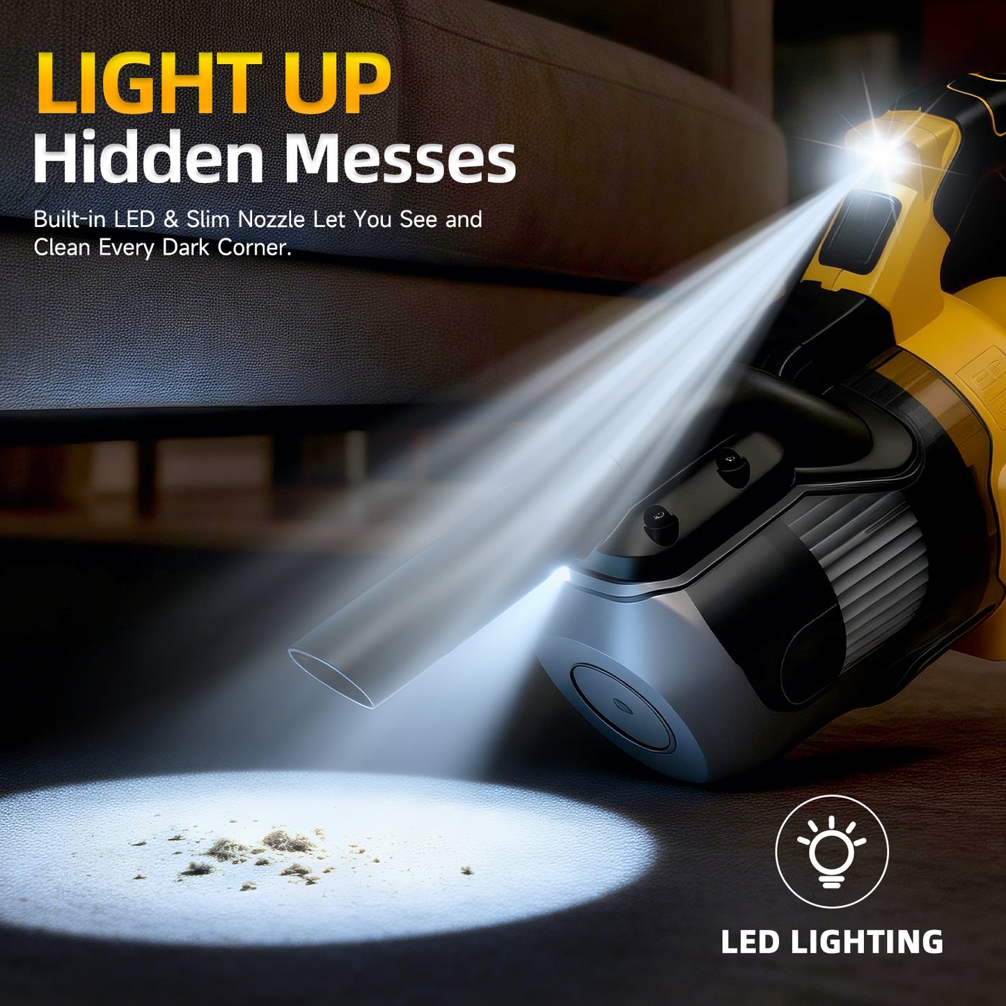Cordless Handheld Vacuum for Makita Battery, 5-in-1 Car Vacuum Cleaner with LED Light and 400W Motor for Floor Carpet, Yellow (Battery Not Included)