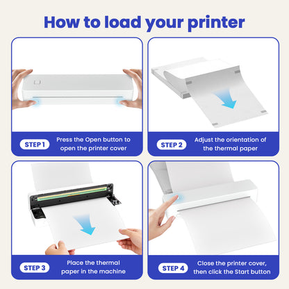 Thermal Printer, Portable Wireless Printer for Travel Inkless, Support US Letter/A4/A5/B5 Thermal Paper, Compatible with Android iOS Phone & Laptop