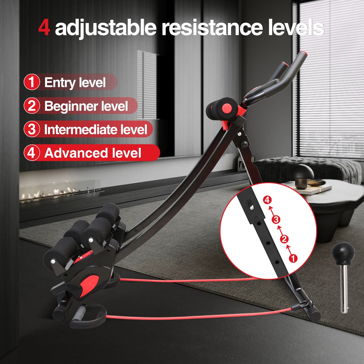 RICAN Dual Track ab Machine, ab Workout Equipment for Home Gym, Height Adjustable Ab Trainer Exercise Equipment, Foldable Fitness Equipment, Core & Abdominal Exercise and Strength Training