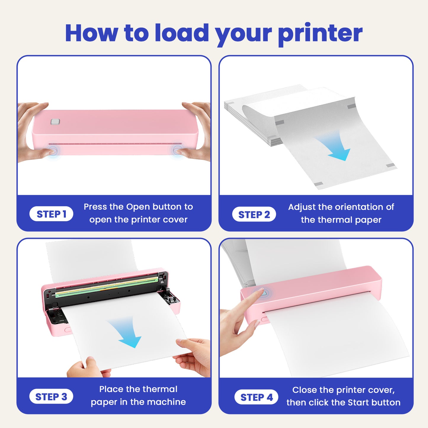 Inkless Thermal Printer, Compatible with US Letter/A4/A5/B5 Paper, Works with Android & iOS Phones and Laptops