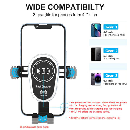 360 Rotation Car GPS Phone Holder,Air Vent Clip Cellphone Bracket Fast Charging Stand For iPhone 17 16 15 14 13 12 Samsung S25 Xiaomi Mount
