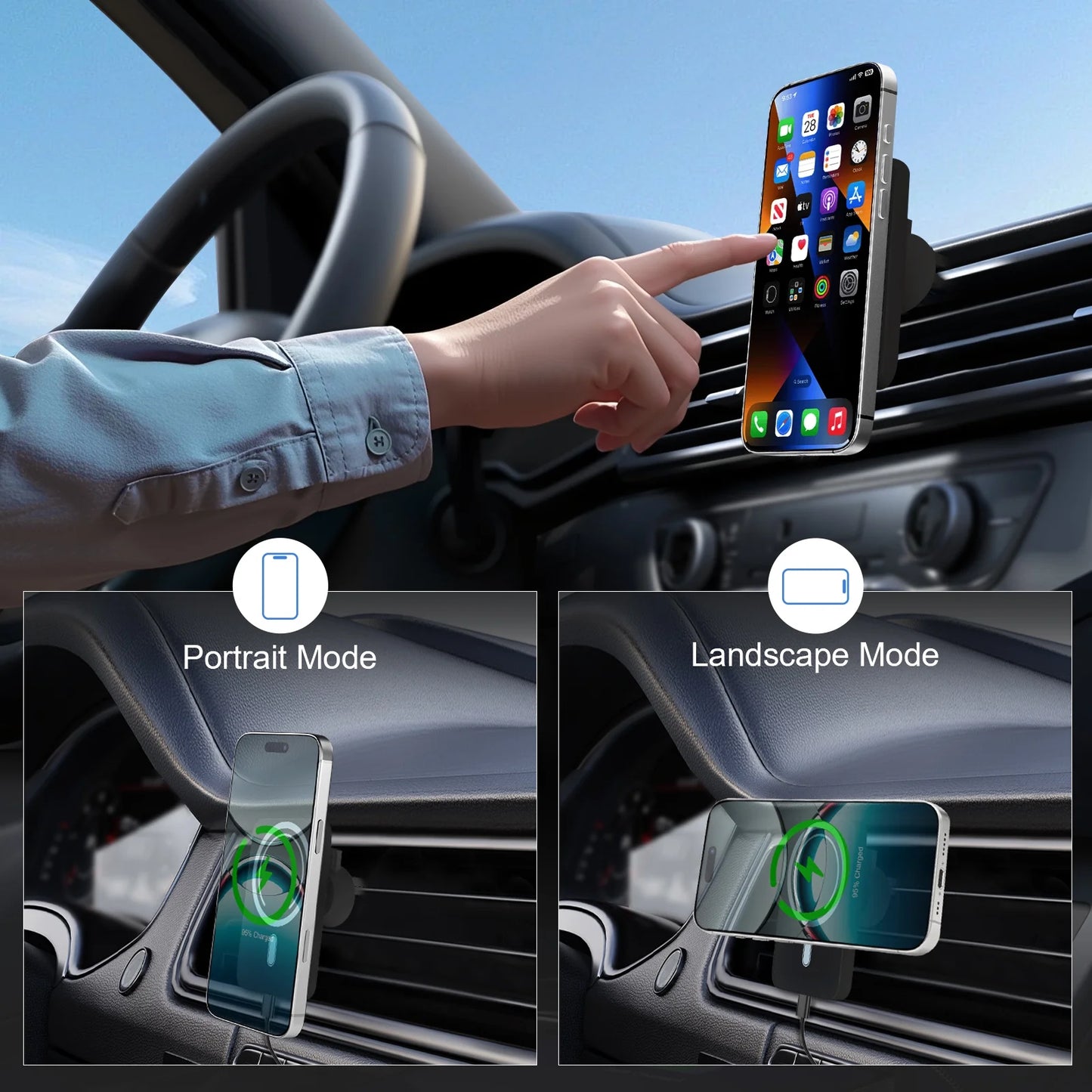Magnet Wireless Car Charger 15W Phone Holder Car Air Vent Fast Charging Pad For Magsafe iPhone 17 16 15 14 13 12