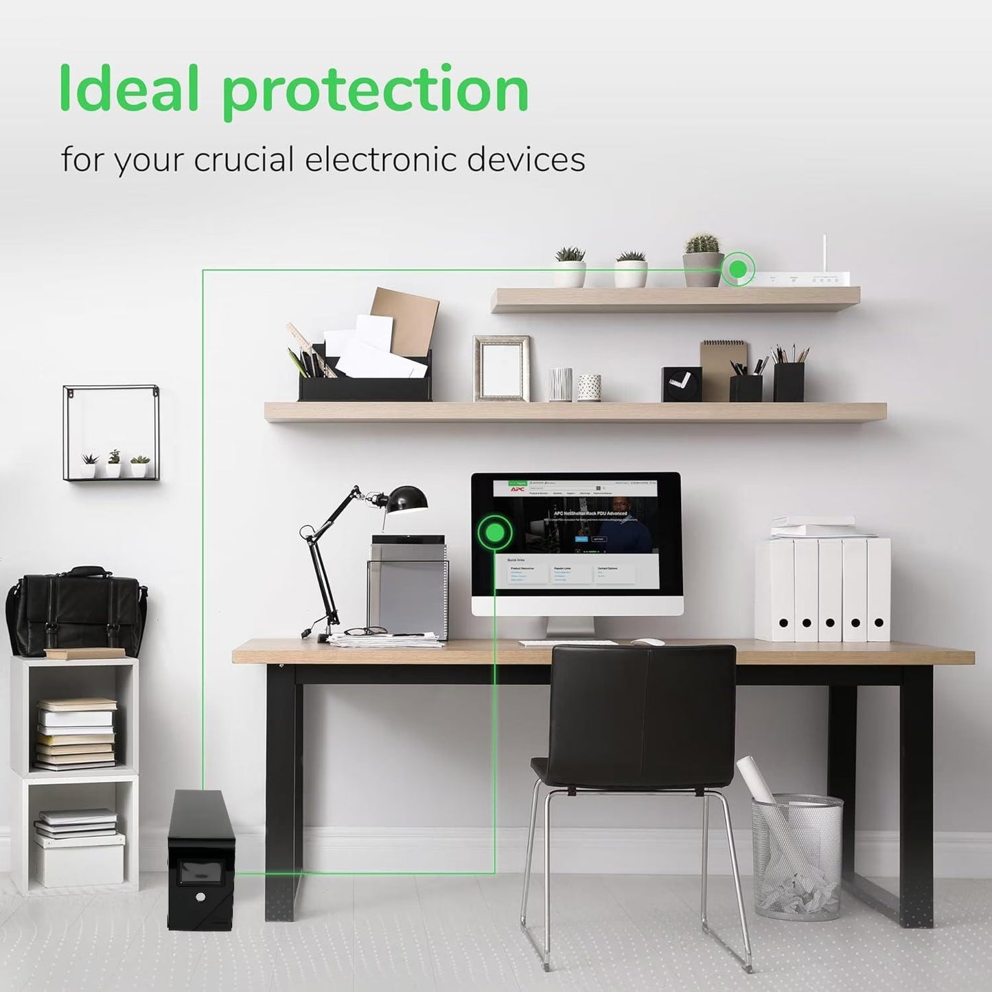 CATGOOD Backup UPS Power Supply 1000VA 600W Battery Backup Power with 3 Outlets and LCD Display, Suitable for Home and Office