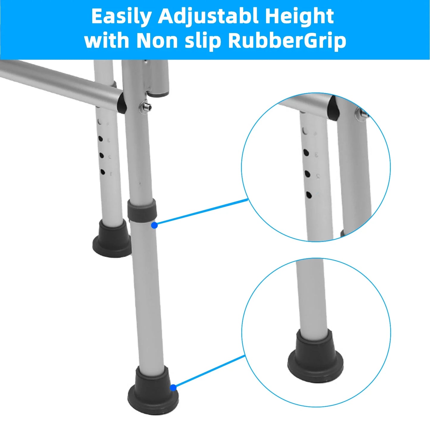 Sliding Shower Chair 320lbs for Elderly and Disabled Adjustable Height with Beige Safety Belt for Safe Showering Suitable for Seniors and Disabled
