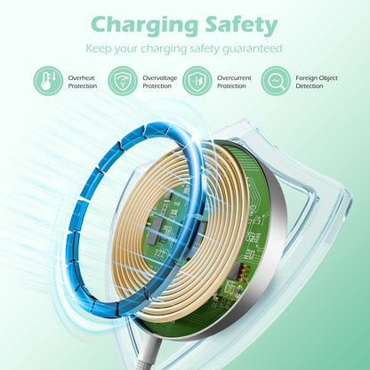 Wireless Charger, 25W Portable Charger Compatible with iPhone 17 16 15 14 13 12 Series, Magnetic Charging Pad Compatibe with AirPods 4 3 2 Pro, Phone Charger for Home Office Travel, White