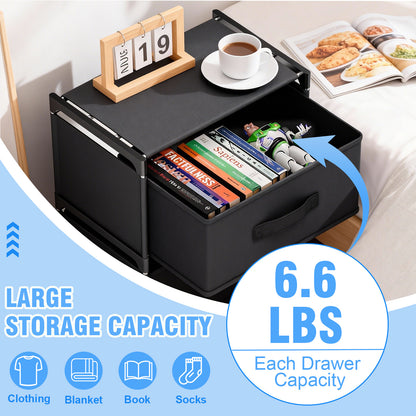 BAOKALER Fabric Dressers for Bedroom with 3 Drawers, Multifunctional Bedroom Storage Cabinet Drawers for Clothes, Small Dresser for Living Room, Hallway, Black