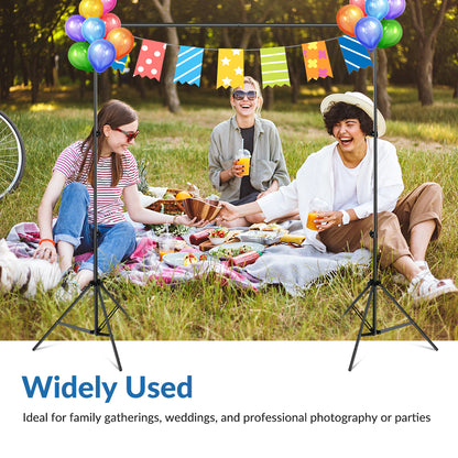 Backdrop Stand 10x7ft(WxH) Photo Studio Adjustable Background Stand Support Kit with 4 Backdrop Clamps, 2 Sandbags for Parties Events Decoration