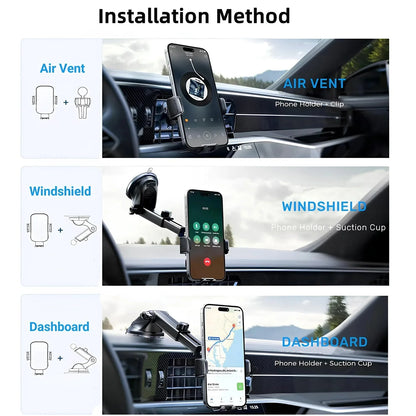 15W Car Wireless Charger Fast Charging for iPhone,Samsung Galaxy,Wireless Car Mount Car Charger Phone Holder for iPhone 17 16 15 14 13 12 11 Pro Max X,Black