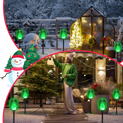 Solar Powered Outdoor Lights, 12 Pack Solar Tiki Torches, Flickering Yard Lights Outdoor Solar Powered Waterproof, Solar Pathway Lights for Garden Decor, Yard Decor, Landscape, Green LED