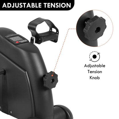 Mini Indoor Pedal Exerciser Cycle Bike Leg Arm Desk w/LCD Display Fitness Portable Pedal Stationary Bike Home Exercise Black