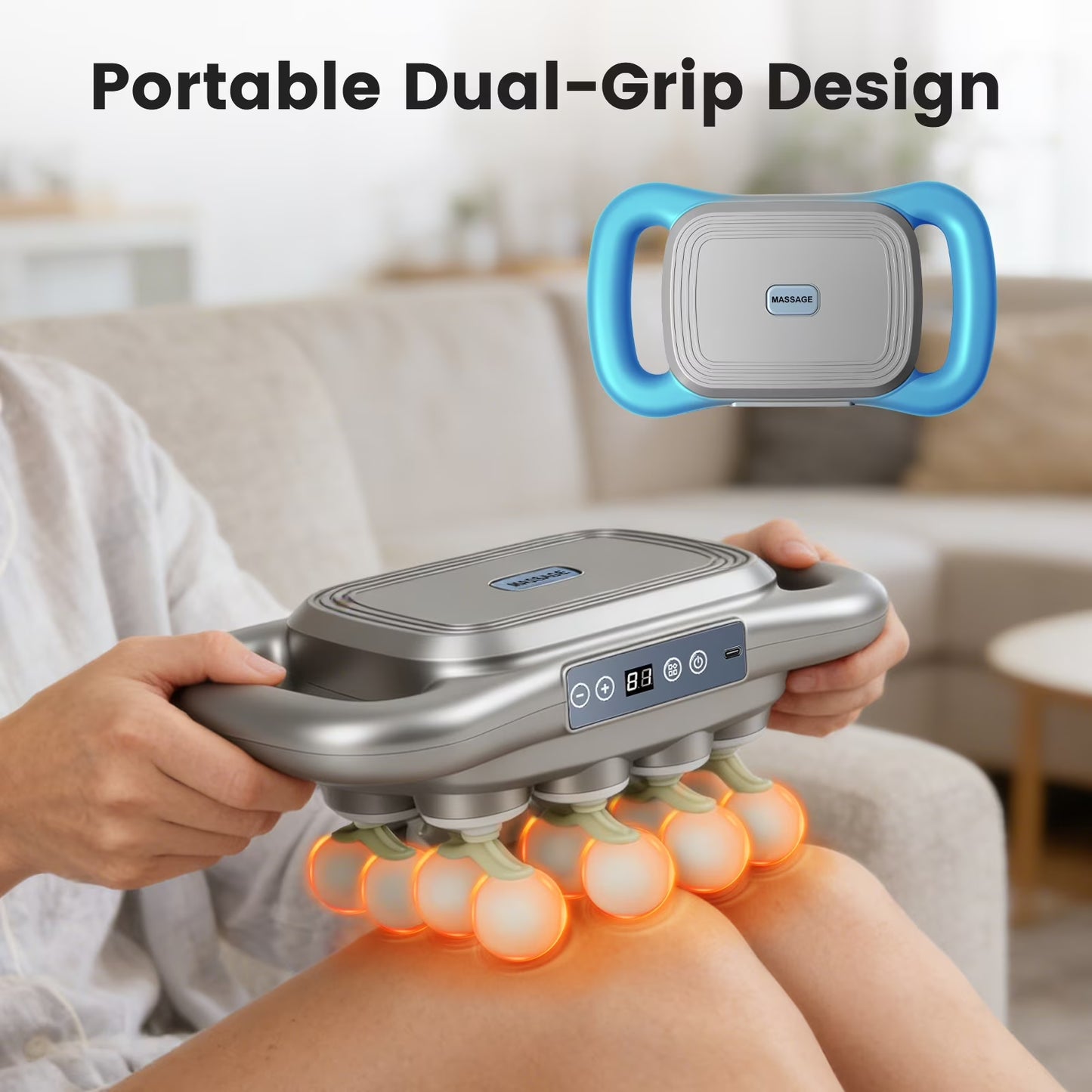16 Head Massage Gun Set, Electric Muscle Massager with with 9 Modes 9 Intensities, 2000mAh Electric Massage Tools for Deep Tissue, Back, Shoulders, Legs, Gray