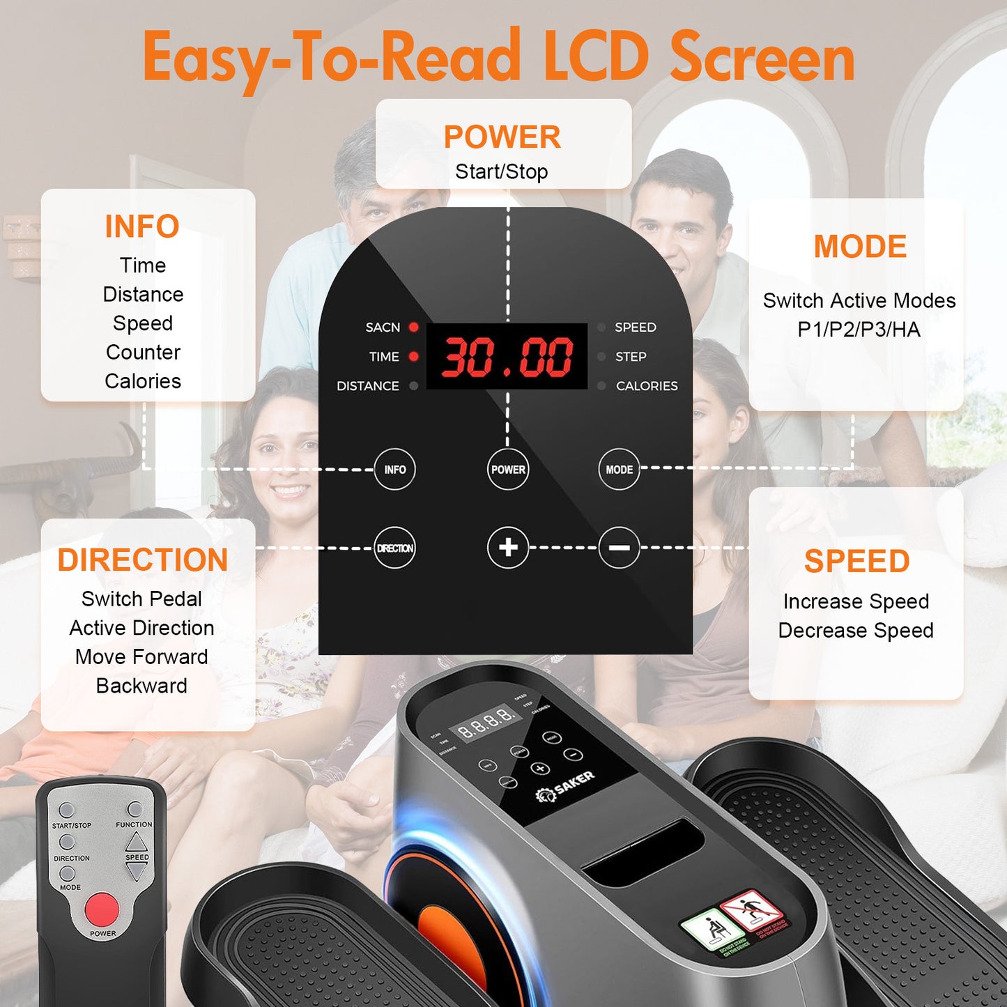 Under Desk Elliptical Machine, Leg Exerciser While Sitting for Seniors, Seated Pedal Exerciser with LED Display Monitor