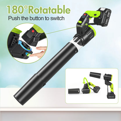 BAOKALER Cordless Leaf Blower, 21V 6AH Brushless Leaf Blower with 180¡ãAdjustable Tube, 3 Speed Modes and LED Display, 600CFM Snow Blower for Lawn Care, Blowing Leaves, Patio