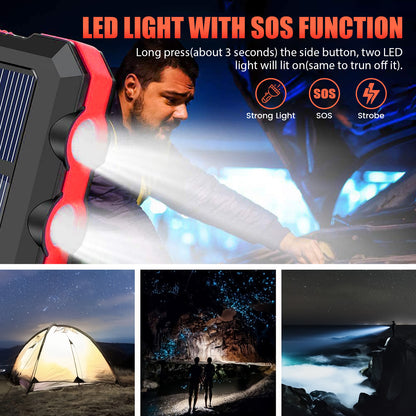 CATGOOD 10000mAh Portable Solar Charger for iphone and Android Power Bank with Dual 5V USB Ports for Outdoor Camping Hiking(Red)