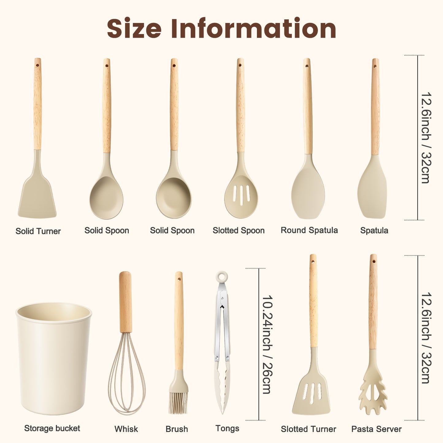Silicone Cooking Utensils Set, Kitchen Utensils Set 38 Pcs for Cooking, Nonstick Kitchen Utensils Cookware Set Spatula Set, Khaki