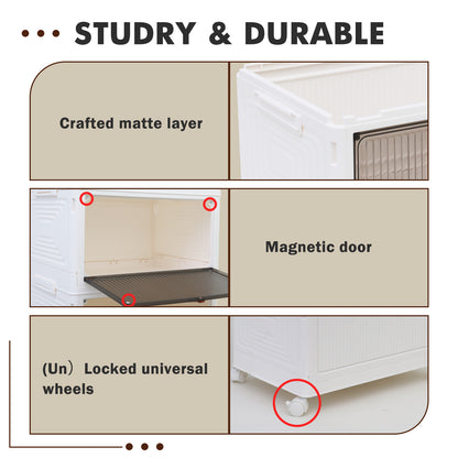 70Qt Plastic Storage Bins with Lids, 3 Pack Stackable Storage Bins, Foldable Large Storage Containers with Lids, 3-Layer Storage Bins with wheels for Home Office Bedroom Kitchen, White