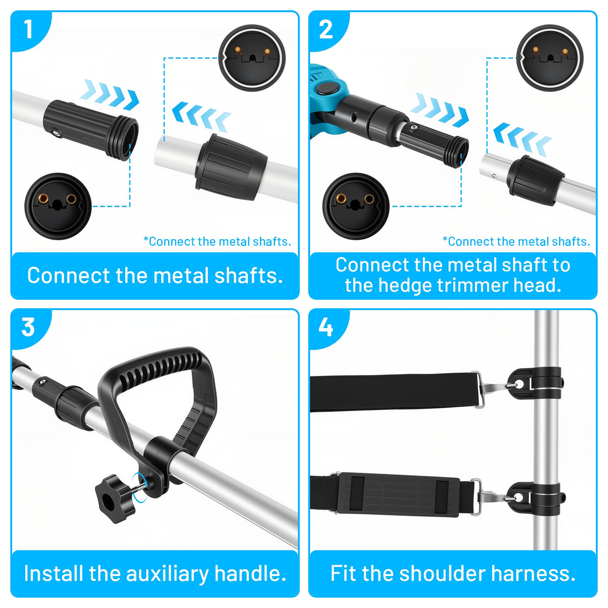 BAOKALER 21 inch Cordless Pole Hedge Trimmer, 21V Pole Hedge Trimmer with 2¡Á4.0Ah Batteries, 7Ft Telescoping Shaft, 90¡ãAdjustable Head and LED Display for Tree & Shrubs Pruning