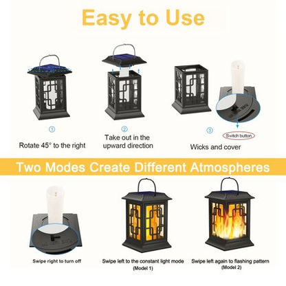 BAOKALER 4?Pack Solar Lantern Outdoor Lights, Waterproof Solar Hanging LED Flickering Flame Lights for Garden, Patio, Pathway, Deck & Yard