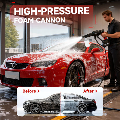 Cordless Pressure Washer, 1060PSI Portable Power Washer with LED Display, 2.8GPM Power Cleaner with 6-in-1 Adjustable Nozzle, 16.4ft Hose for Cars/Patios, Black