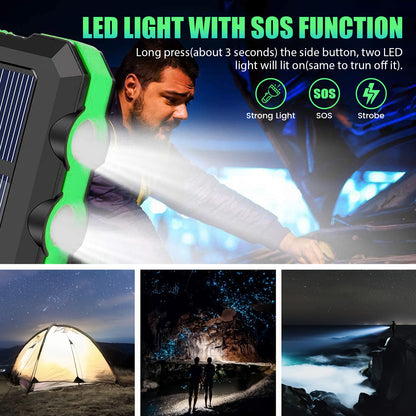 CATGOOD 10000mAh Portable Solar Charger for iphone and Android Power Bank with Dual 5V USB Ports for Outdoor Camping Hiking(Green)