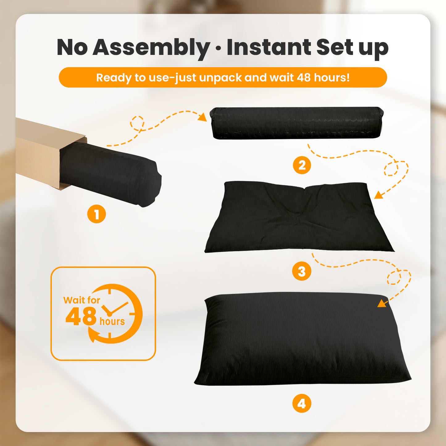 CATGOOD 3-in-1 Bean Bag Chair for Kids Adults, Convertible kids chair with Skin Friendly Fabric for Living Room, Bedroom, Black