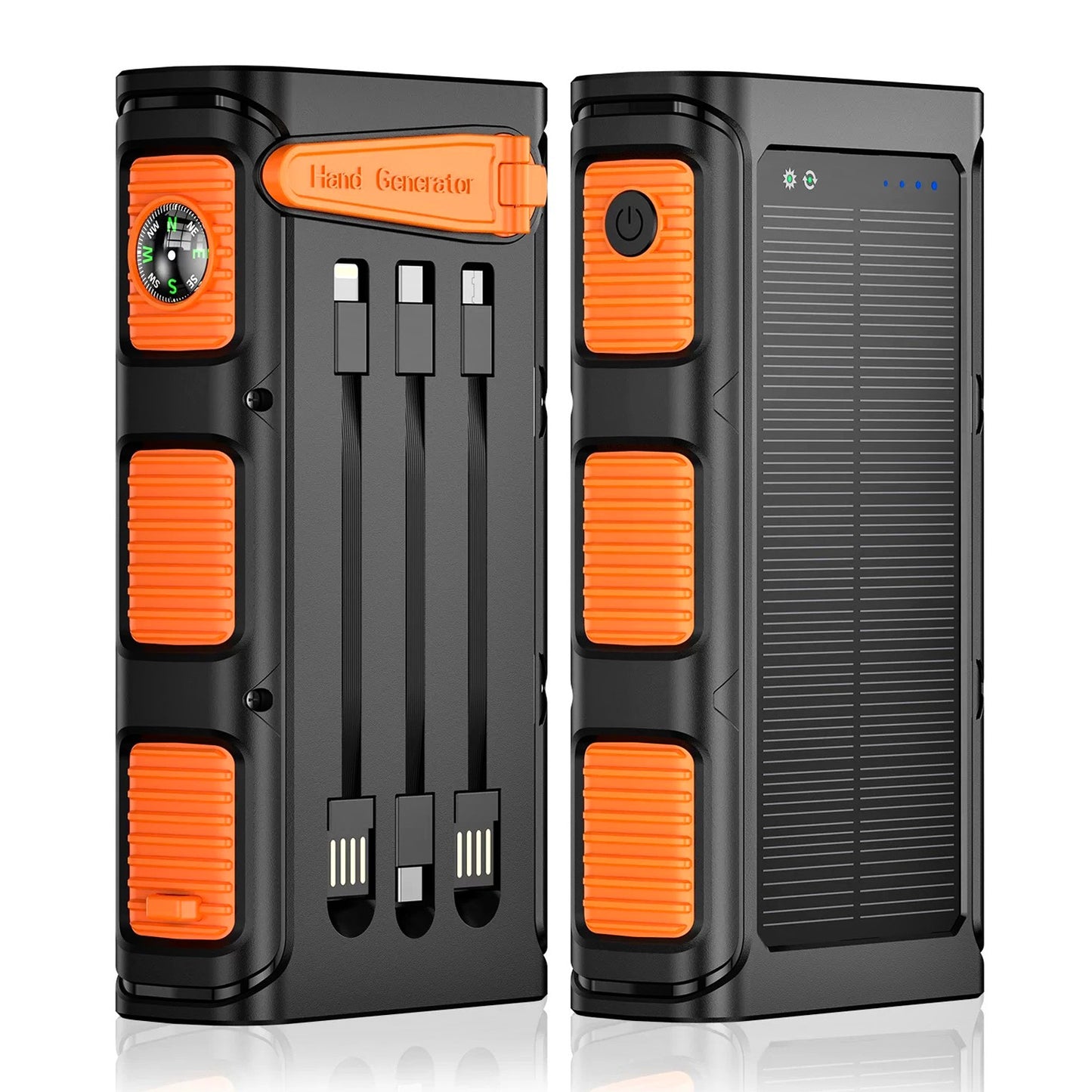 Solar Charger Power Bank 49800mAh, Portable Charger with Dual Outputs & Dual Inputs 2 LEDs Flashlight, Hand Crank Power Bank Fast Charging Battery Pack for Outdoor Camping Survival Gear