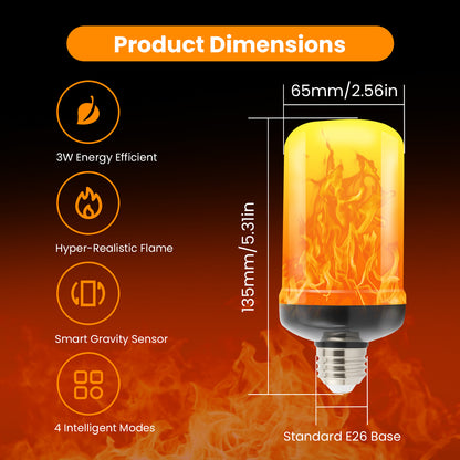 Catgood LED Flickering Flame Bulbs, 4 Lighting Modes, E26 Base for Party Patio Garden Decoration, 4 Pack