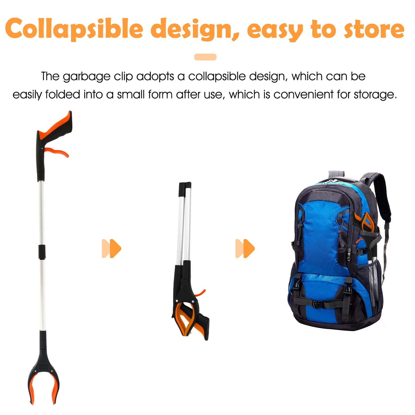 2Pcs 32 Grabber Reacher Tool, Foldable Grabber Reaching Tool, Orange