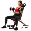 Multifunctional Foldable Weight Bench ¨C 1000 lbs Heavy Duty Capacity, 7-Level Adjustable Incline/Decline Backrest, Full-Body Training Home Gym Equipment with Resistance Bands & Pull Rope, Black-Red