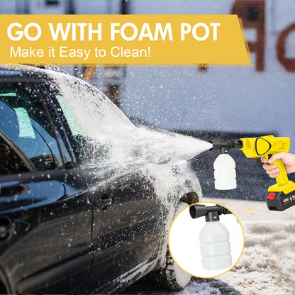 BAOKALER Cordless Pressure Washer, 970PSI Portable Power Washer with 4AH Battery, 6 in 1 Nozzle Electric High Power Washer with Brushless Motor, Yellow