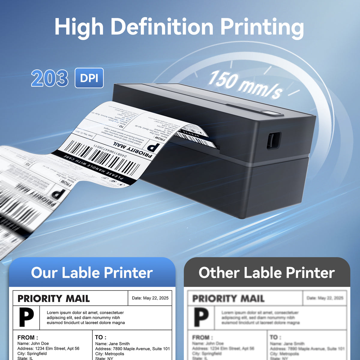 Label Printer Bluetooth 4x6 Thermal Wireless Shipping Label Maker for Packages, Compatible with Windows, iOS & Android, Ideal for Business & Home Sticker Printing