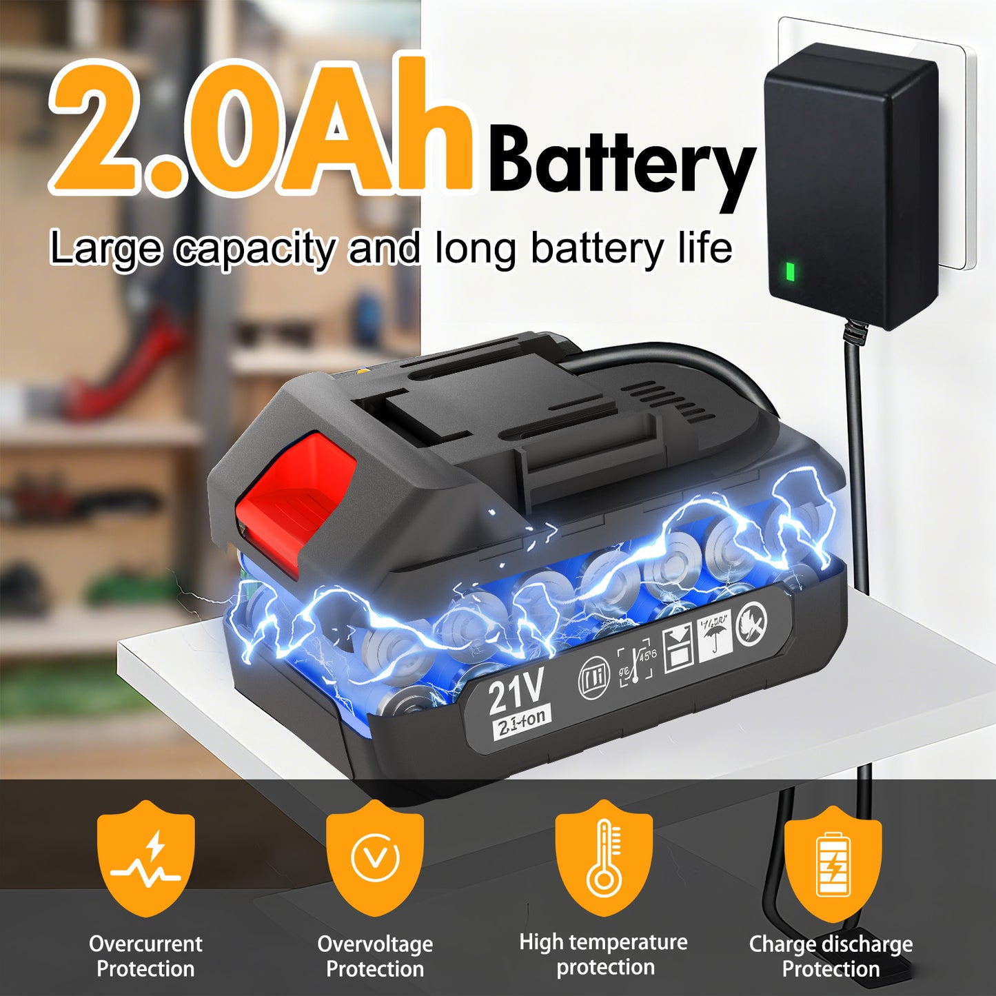 Electric Leaf Blower Cordless, 17,000 RPM, 2 x 2.0Ah Batteries & Charger, Handheld Leaf Blowers for Lawn Care, Variable Speed Switch, Portable Lightweight Grass Blower for Yard, Patio & Outdoor Use