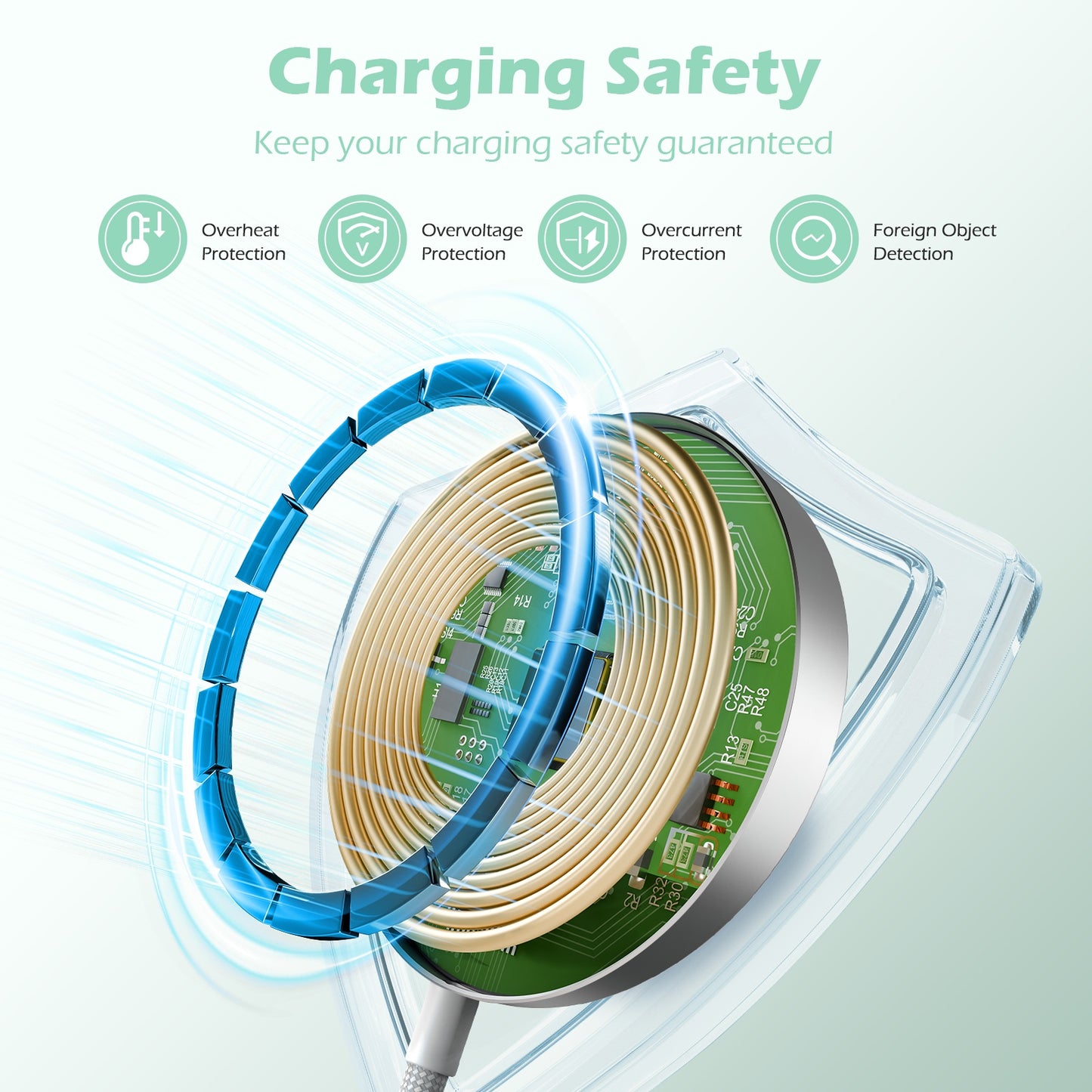 Magnetic Wireless Charger, 25W Fast Wireless Charger Compatible for iPhone 17 16 15 14 13 12,AirPods,Compact Portable Travel Friendly Pad (White)