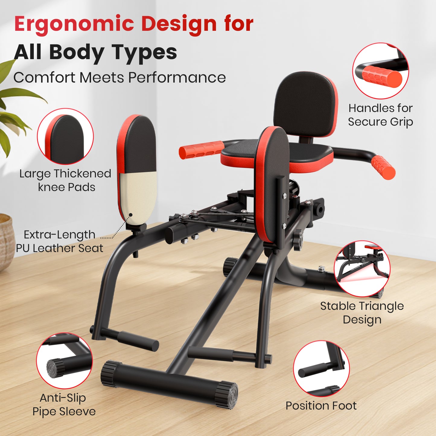 Hip Abductor Machine, 3-in-1 Thigh & Glute Trainer for Home Gym, Adjustable Resistance for Inner/Outer Thigh Toner and Butt Lifter, Compact Leg Workout Equipment
