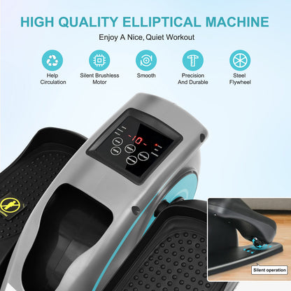 Under Desk Elliptical Machine, Quiet and Portable Electric Seated Pedal Exerciser with Remote Control and LCD Display Monitor for Adult &Seniors, Adjustable Directional and Speed