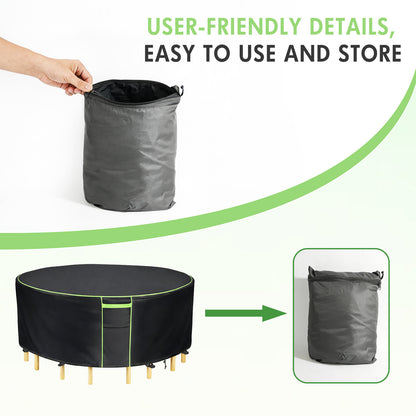 Round Patio Furniture Covers, 84" Dia Outdoor Furniture Covers, Waterproof Outdoor Table Cover, Fire Pit Cover, 420D Cover for Outdoor Furniture Set, Black