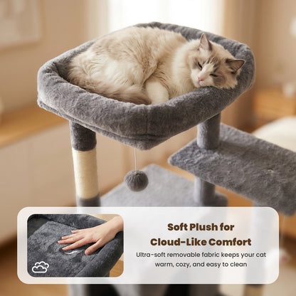 50-inch Cat Tree for Large Cats - Tall Cat Tree Tower with Sisal Scratching Posts & Dangling Toys for Indoor Cats , Dark Gray