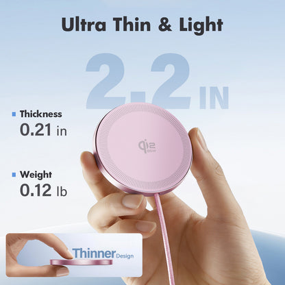 Magnetic Wireless Charger, Slim Pink Charging Mat, 25W Fast Charging Pad Compatible for iPhone 17/16/15/14/13/12, AirPods